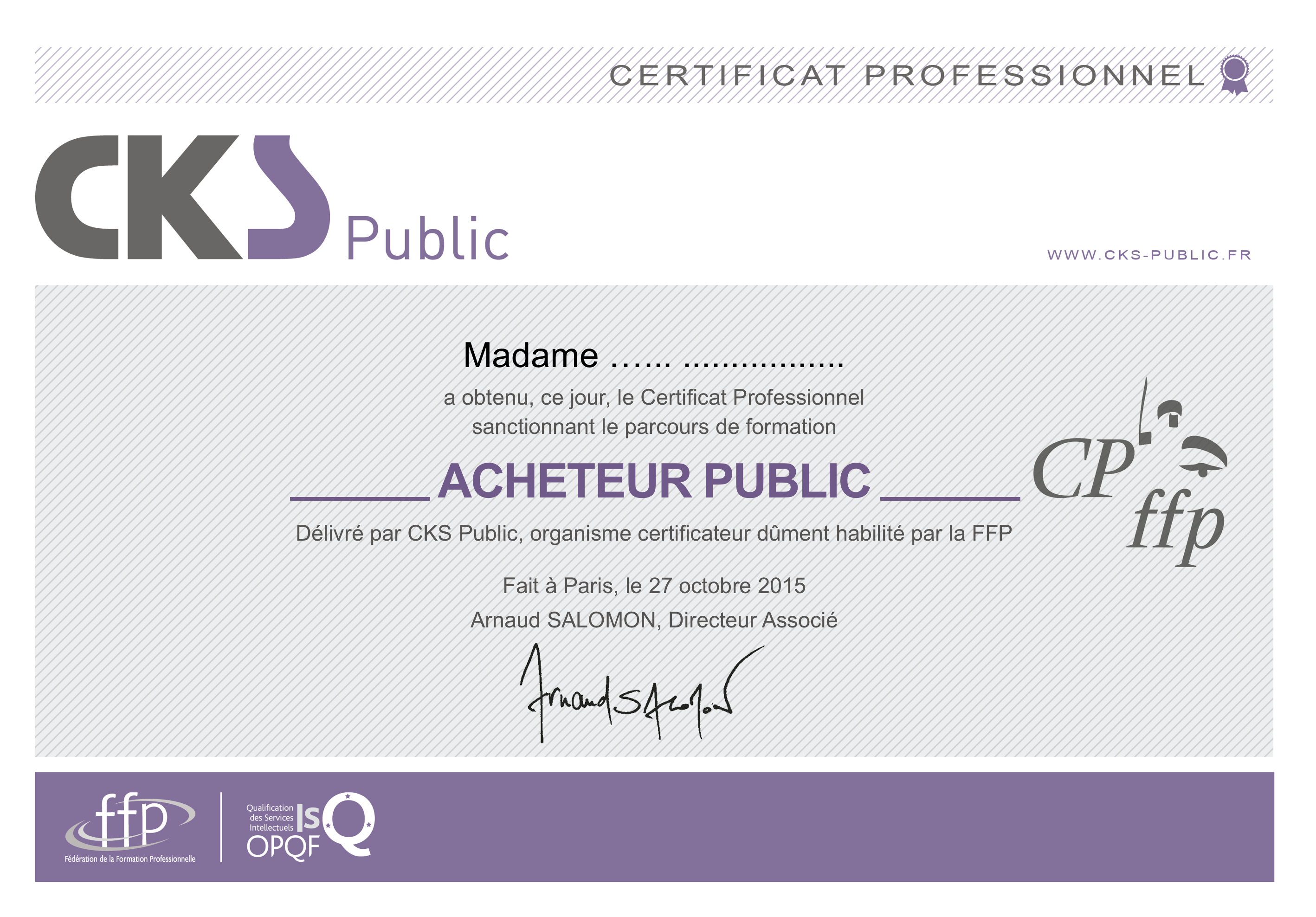 Certificat Professionnel Acheteur Public